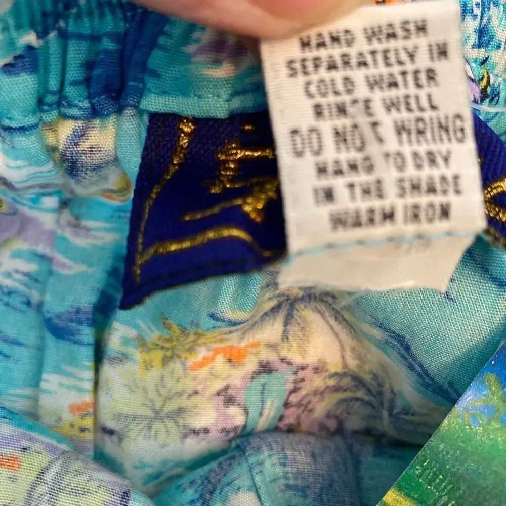 NWT SPA from Bali tropical beach scene  print maxi skirt w/sequin trim unique